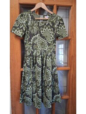 LuLaRoe Womens Green Paisley Print Dress S Short Sleeve Polyester/Spandex